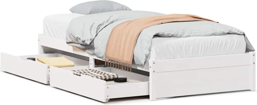 vidaXL Bed Frame Λευκό 75 x 190 cm Solid pinewood