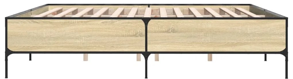 vidaXL Πλαίσιο Κρεβατιού Sonoma Δρυς 200x200 εκ. Επεξ. Ξύλο &amp; Μέταλλο