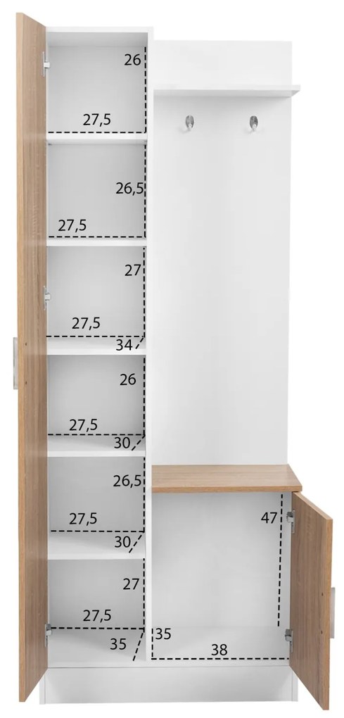 ΕΠΙΠΛΟ ΕΙΣΟΔΟΥ ΜΕ ΚΑΘΡΕΠΤΗ JANICE HM2264 SONAMA ΛΕΥΚΟ 70x37x181 εκ. (1 Τεμμάχια)