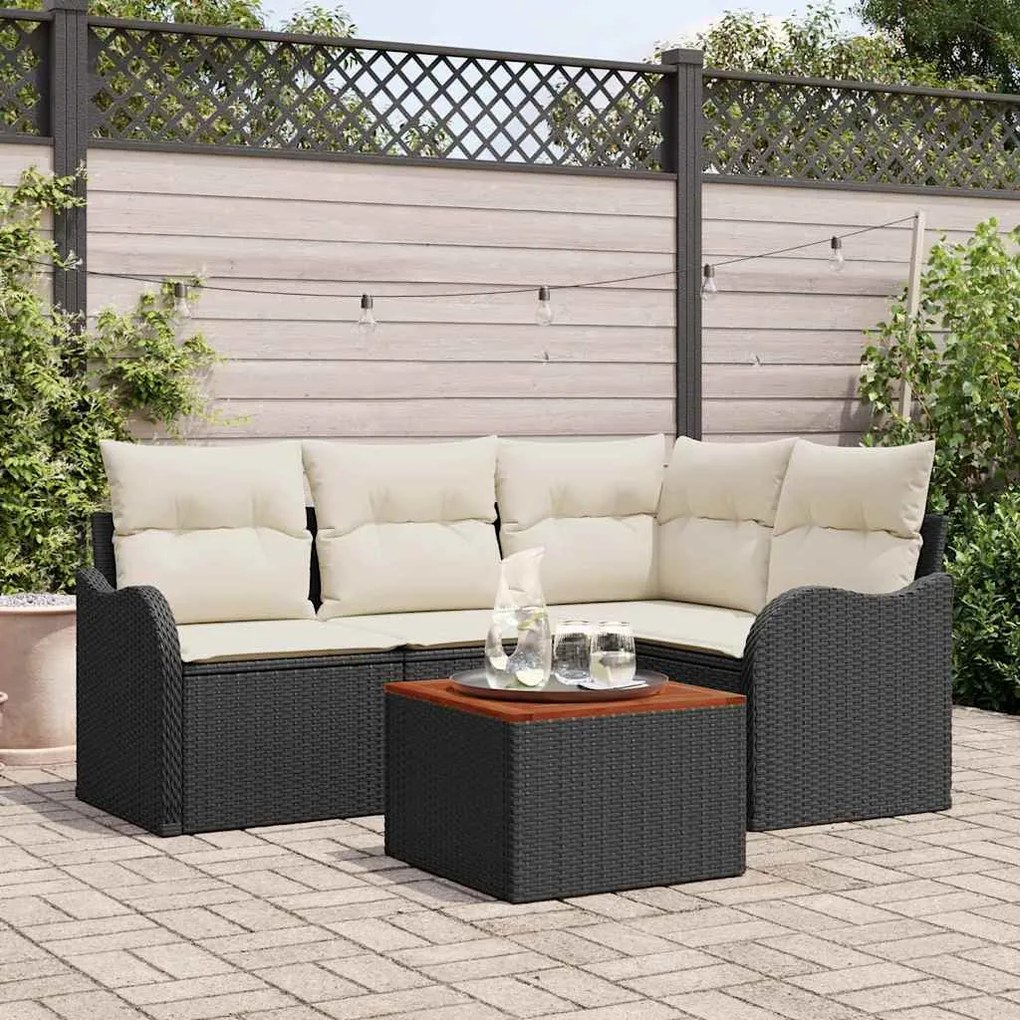 vidaXL Σετ Καναπέ Κήπου 5 pcs Μαύρο Πολυ ράταν