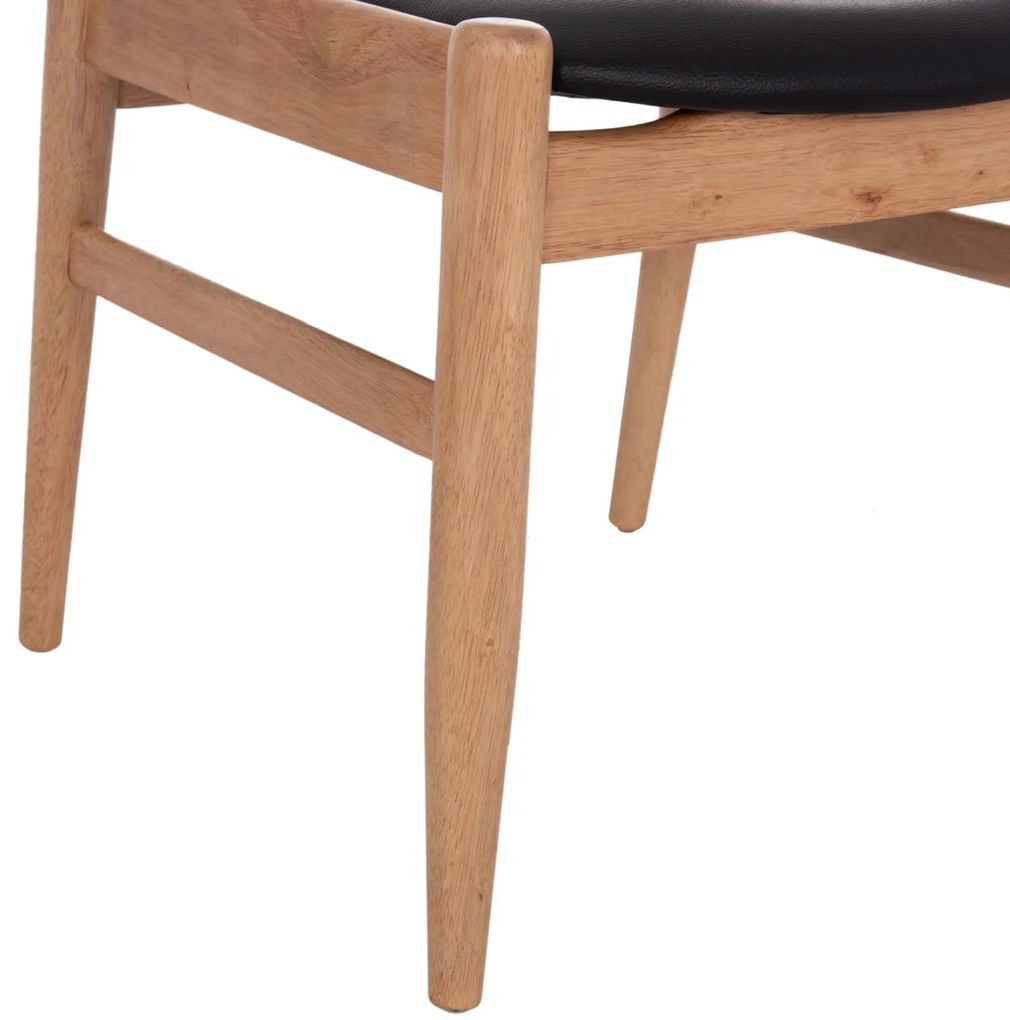 Καρέκλα Πολυθρόνα CERSEI από Rubberwood σε Light Oak & PU Μαύρο 57x53x72Υεκ 2αδα 57x53x72 εκ.