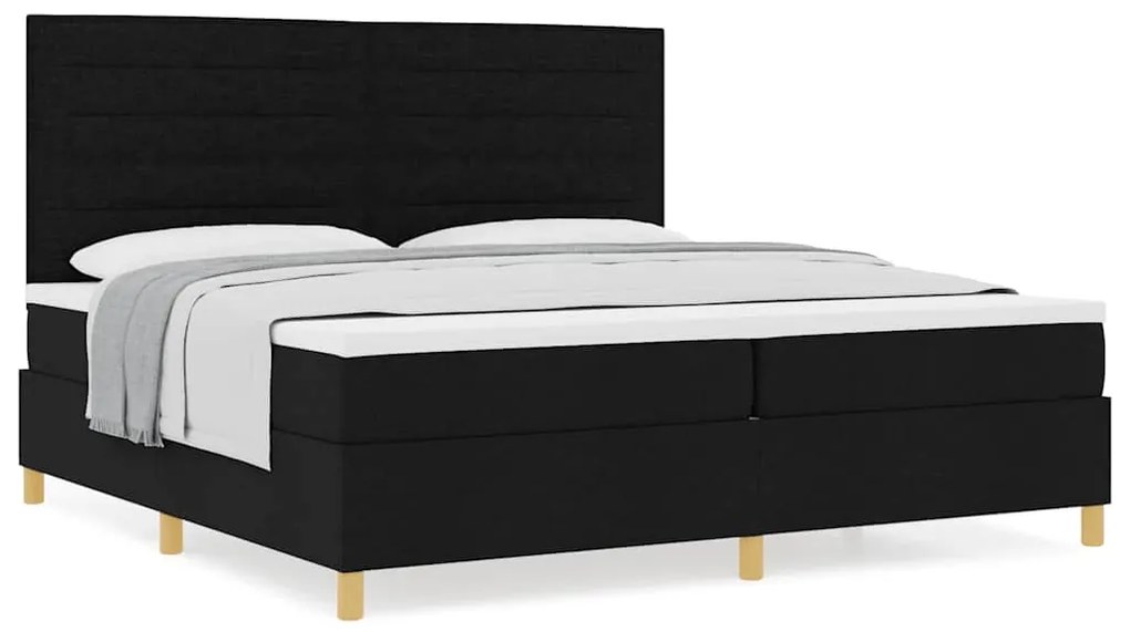 vidaXL Κρεβάτι με ελατήρια με στρώμα Μαύρο 200 x 200 cm ύφασμα