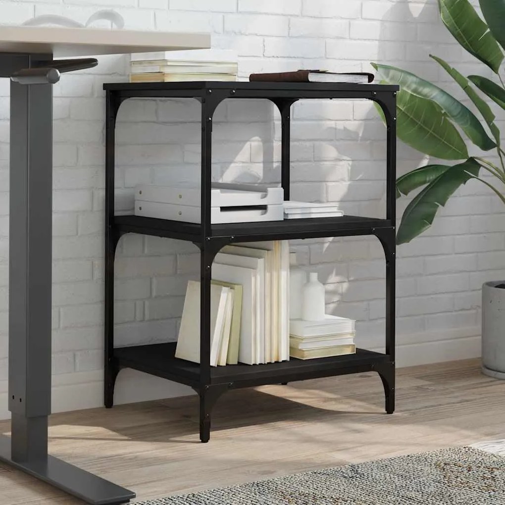 vidaXL Βάση Εκτυπωτή 3 Επιπέδων Μαύρη 50x41x75 εκ. Επεξεργασμένο Ξύλο