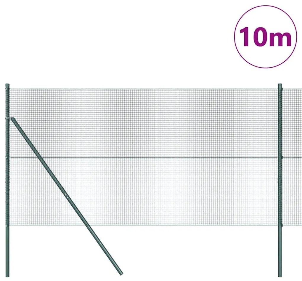 vidaXL Φράχτης με Στήλες. Πράσινο 1.2 x 10 m Ατσάλι