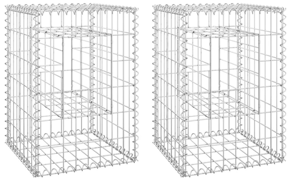 vidaXL Συρματοκιβώτια Στύλοι 2 τεμ. 40 x 40 x 60 εκ. Σιδερένιοι