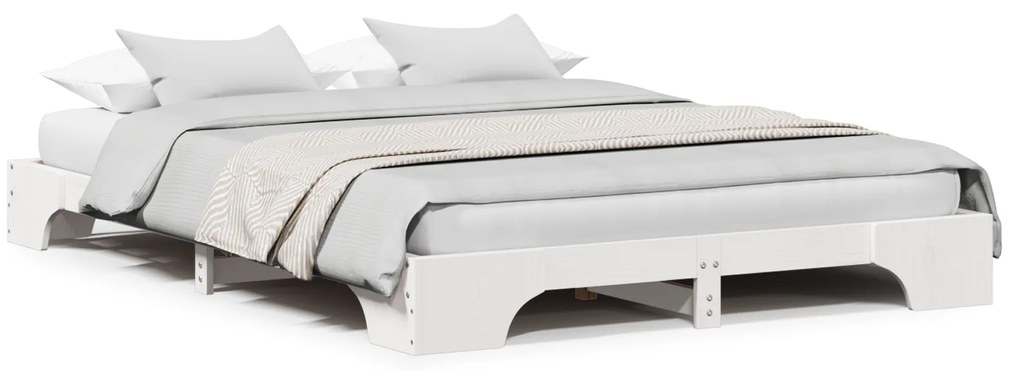 vidaXL Κρεβάτι Λευκό Ξύλο 150 x 200 cm Μασίφ κρεβάτι από πεύκο