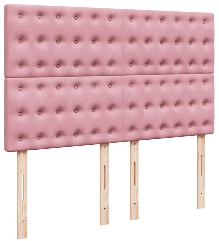 vidaXL Κρεβάτι Boxspring με Στρώμα Ροζ 160x200 εκ. Βελούδινο