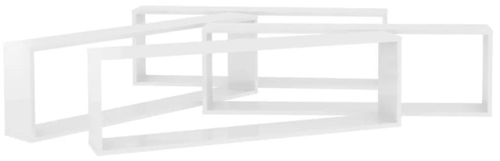 Ράφια Κύβοι Τοίχου 4 τεμ. Γυαλ. Λευκό 100x15x30 εκ. Μοριοσανίδα - Λευκό