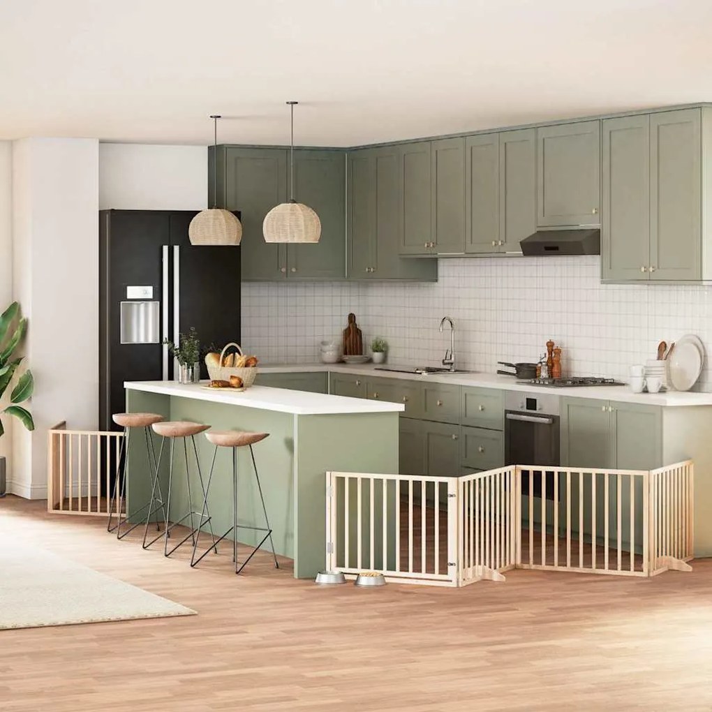 Διαχωριστικό Σκύλων/Πόρτα Πτυσσόμενο 8 Πάνελ 640 εκ Ξύλο Λεύκας