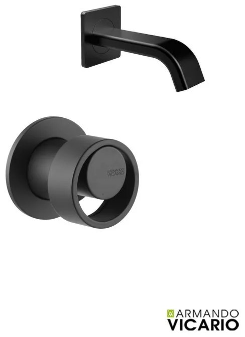 Armando Vicario Halo Black Matt Στόμιο 14,2cm Φ31mm+Μίκτης εντ.+εκτροπέας περιστροφικός 2 εξ +Μίκτης εντοιχισμού 1 εξόδου