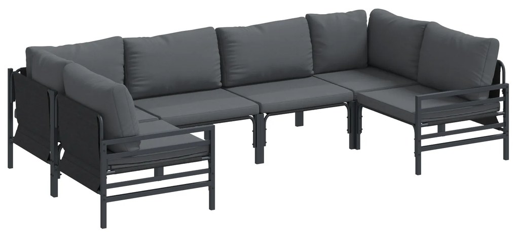 vidaXL Σετ Καναπέ Κήπου 6 pcs Ανθρακί Ατσάλι
