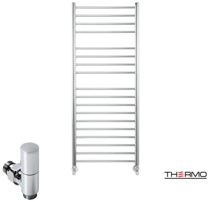 Thermo BELLAVIA Θερμαινόμενη πετσετοκρεμάστρα από ανοξείδωτο χάλυβα με υδραυλική λειτουργία, 120x50cm Inox Polished