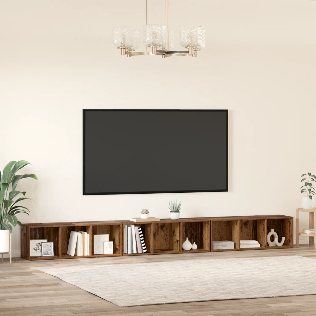 vidaXL Ντουλάπι TV 3 pcs Παλιό ξύλο 37 x 35 x 107.5 εκ