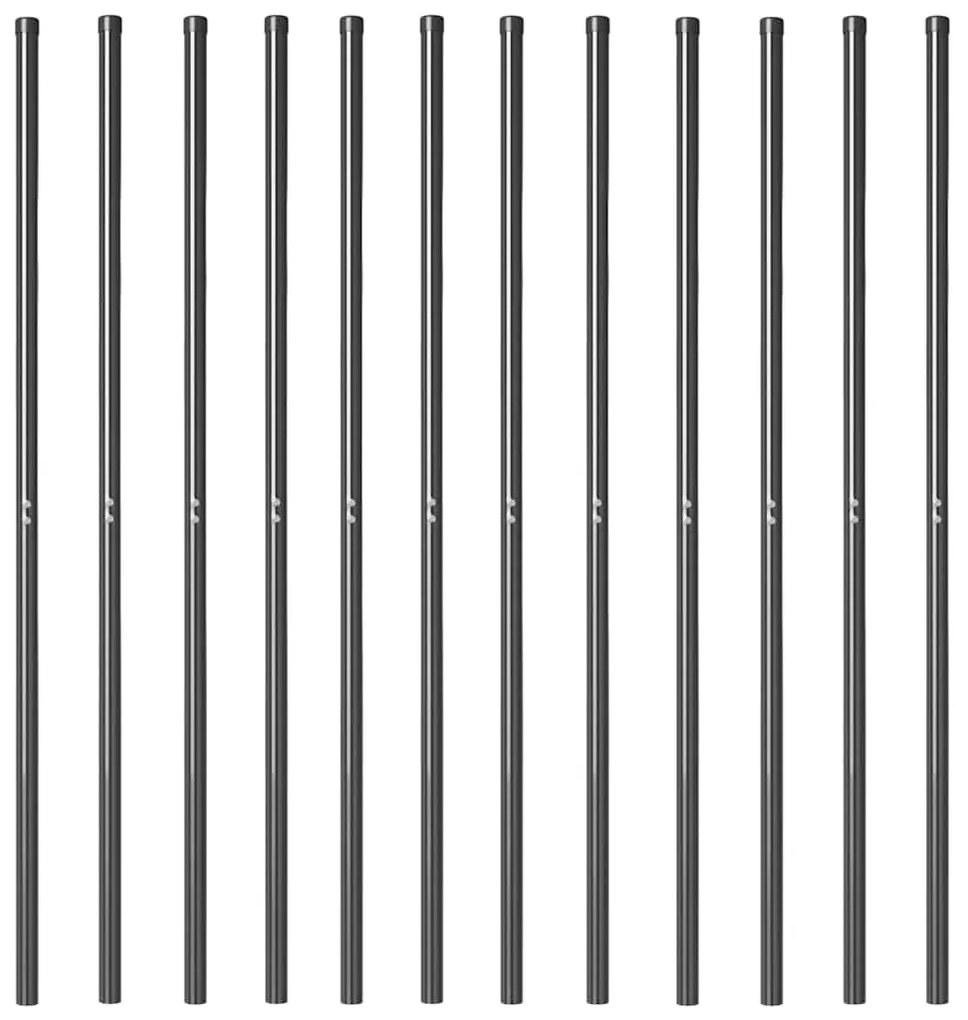 vidaXL Πό posts φράχτη 12 pcs Γκρι 200 cm Ατσάλι με Επικάλυψη Πούδρας