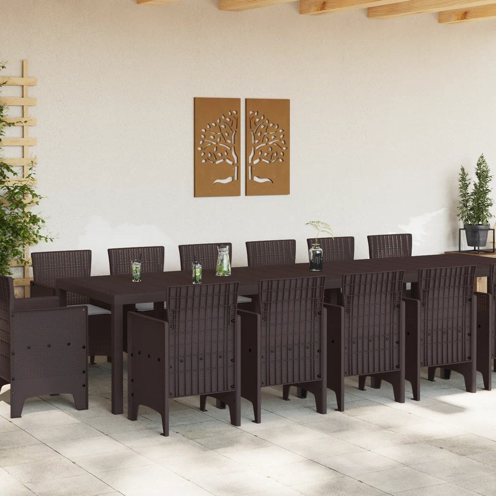 vidaXL Σετ Τραπεζαρίας Κήπου 15 pcs Καφέ Large