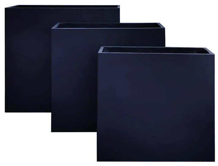 FLOWER POT-13 Set 3 τεμαχίων Απόχρωση Black  61x26x61   71x31x71   81x36x81 [-Μαύρο-] [-Artificial Cement (Recyclable)-] Ε6312,S