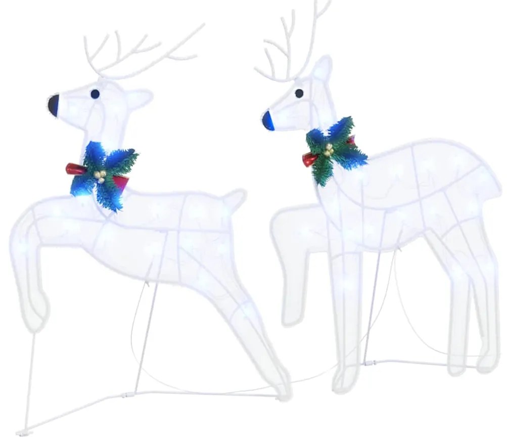 vidaXL LED Ελάφια 4 pcs Λευκό ύφασμα