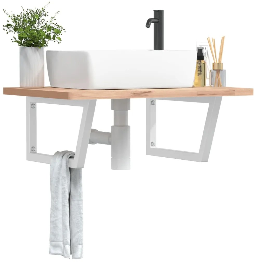 vidaXL Βραχίονες Ραφιών για Νιπτήρα Τραπεζοειδή 2 Τεμ. Λευκοί Χάλυβας