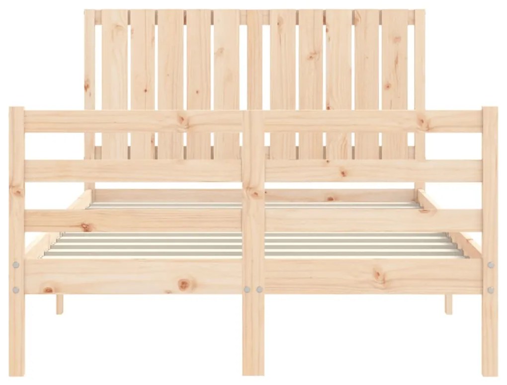 vidaXL Πλαίσιο Κρεβατιού με Κεφαλάρι από Μασίφ Ξύλο Small Double