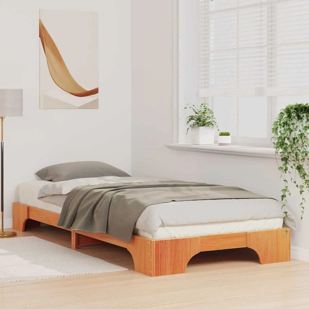 vidaXL Κρεβάτι δαπέδου με αποθήκευση Καφέ 100 x 220 cm ξύλο
