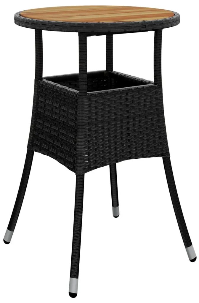 vidaXL Τραπέζι Κήπου Μαύρο Ø60 x 75 εκ. Συνθετικό Ρατάν/Ξύλο Ακακίας