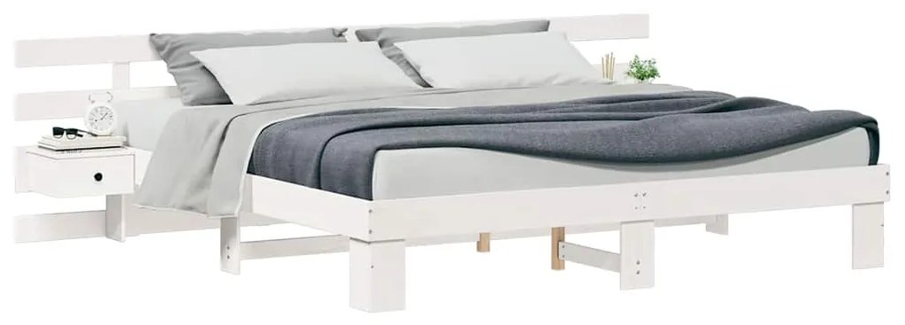 vidaXL Σκελετός Κρεβατιού Λευκό 200 x 200 cm Στερεά ξυλεία πεύκου