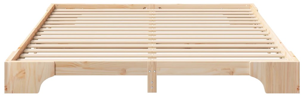 vidaXL Κρεβάτι δαπέδου Καφέ 180 x 220 εκ. Μασίφ ξύλο πεύκου