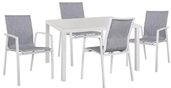 Σετ Κήπου Τραπεζαρία HM10595.01 5 τεμ Λευκό Αλουμινίου με Τραπέζι 120x80x75.5 εκ. & 4 Καρέκλες