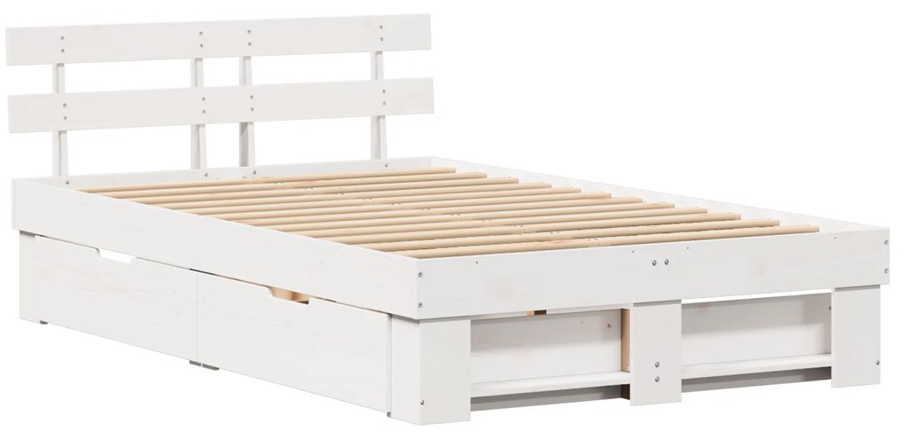 vidaXL Σκελετός Κρεβατιού Λευκό 140 x 190 cm Συμπαγές ξύλο πεύκου
