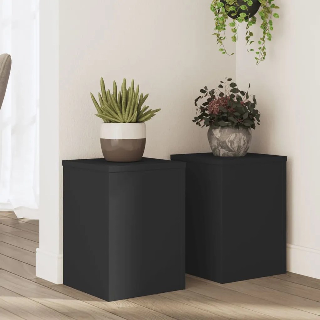 vidaXL Βάσεις Φυτών 2 τεμ. Μαύρες 25x25x35 εκ. από Επεξεργασμένο Ξύλο