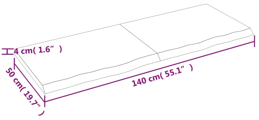 Επιφάνεια Τραπεζιού Σκούρο Καφέ 140x50x(2-4)εκ Επεξ. Μασίφ Δρυς - Καφέ