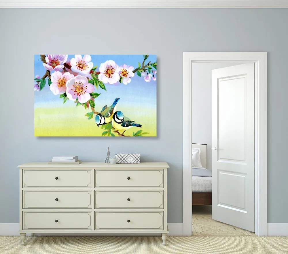 Εικόνα τσιμπούκι και ανθισμένα λουλούδια - 60x40