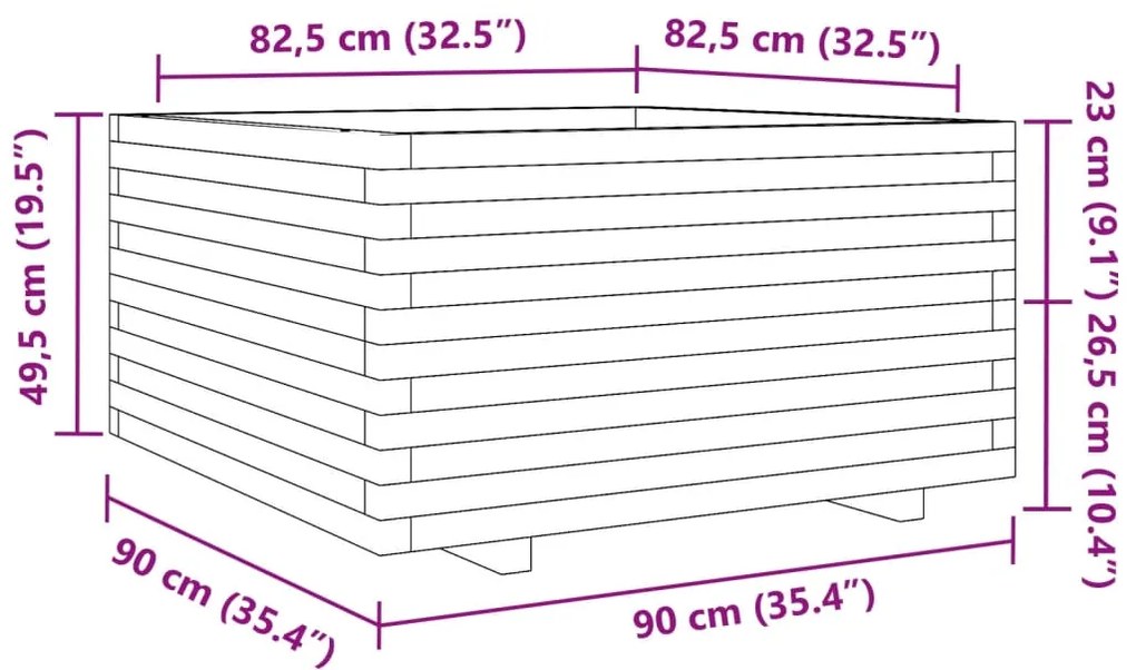 Ζαρντινιέρα Κήπου Λευκή 90x90x49,5 εκ. από Μασίφ Ξύλο Πεύκου - Λευκό