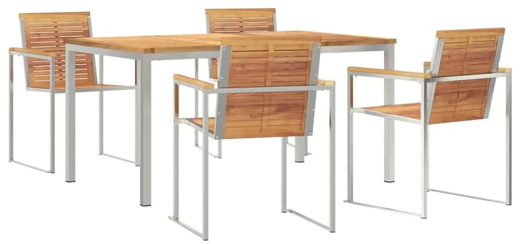 vidaXL Σέτ φαγητού για κήπο 5 pcs Καφέ Στερεό Ξύλο Τίκ