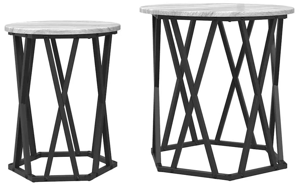 vidaXL Τραπεζάκι σαλονιού 2 pcs Γκρι sonoma 50 x 50 x 50 cm