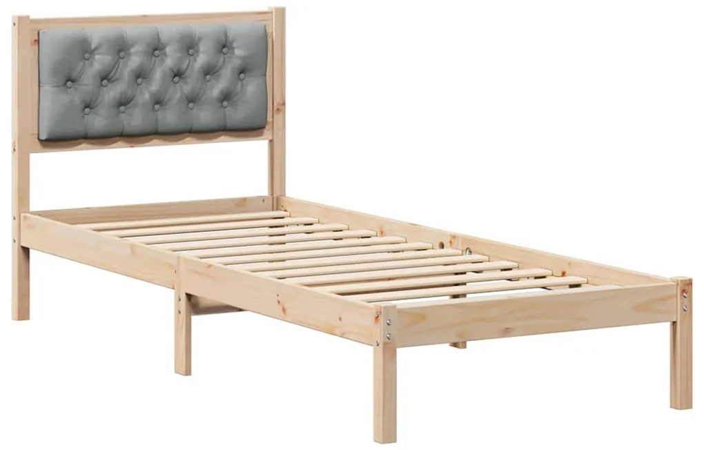 vidaXL Σκελετός Κρεβατιού με κεφαλάρι Ανοιχτό γκρι 90 x 190 cm