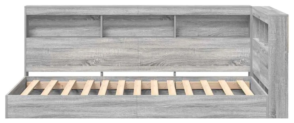 vidaXL Κρεβάτι Βιβλιοθήκης Γκρι sonoma 75 x 190 cm Επεξεργασμένο ξύλο
