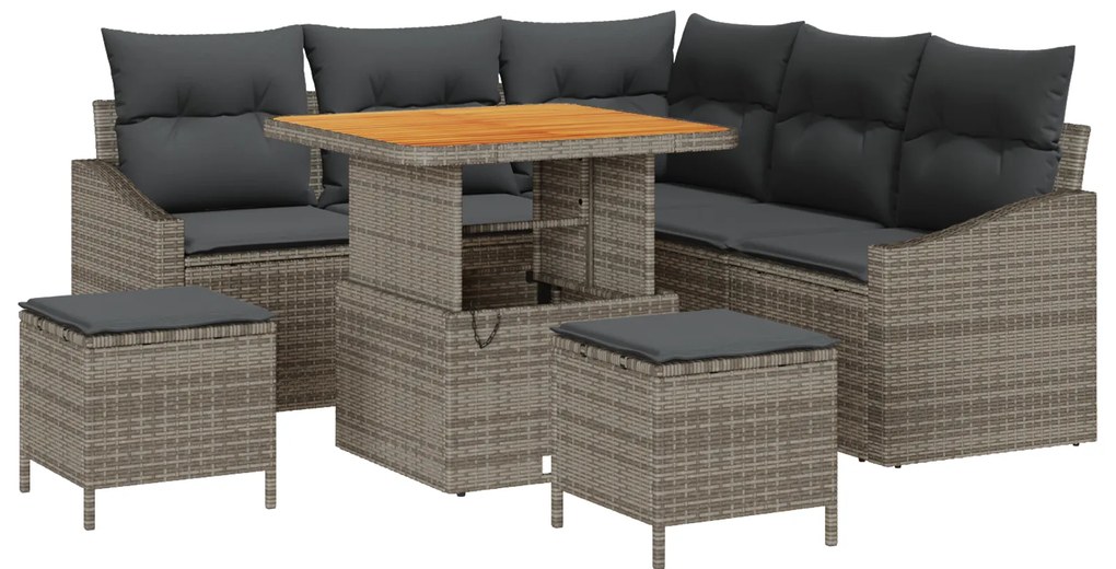 vidaXL Σετ Καναπέ Κήπου με μαξιλάρι 8 pcs Γκρι Πολυ ράταν