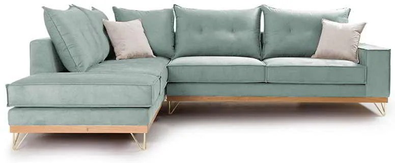 Γωνιακός καναπές δεξιά γωνία Luxury II pakoworld ύφασμα ciel-cream 290x235x95εκ