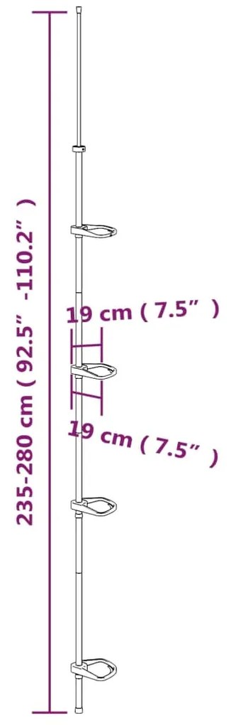 vidaXL Ράφι Ντους Γωνιακό Τηλεσκοπικό 4 Επιπέδων Ασημένιο Αλουμίνιο