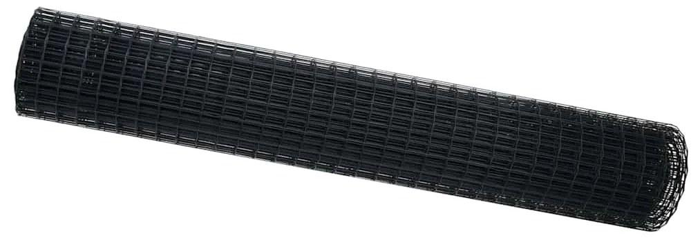 vidaXL Φράχτης Εuro Μαύρο 1.6 x 10 m Σίδηρος με επικάλυψη PVC