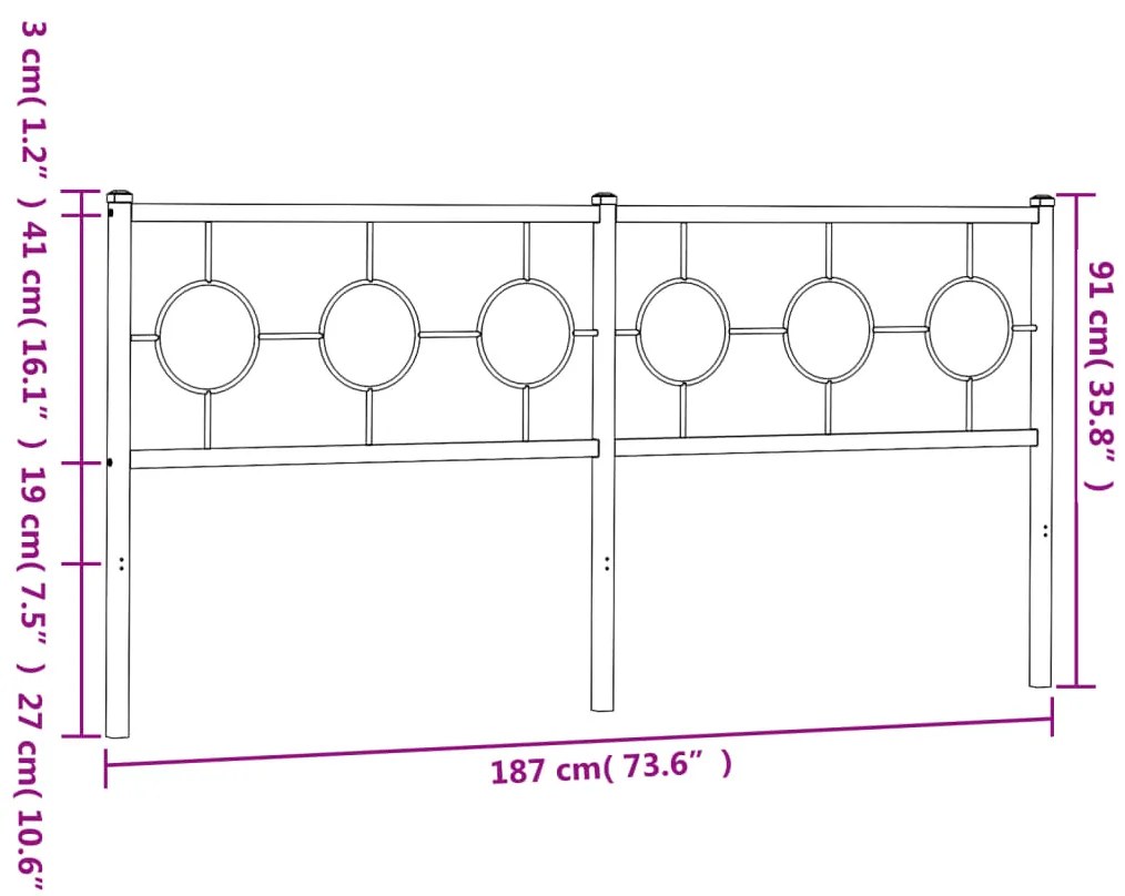 vidaXL Κεφαλάρι Λευκό 180 εκ. Μεταλλικό