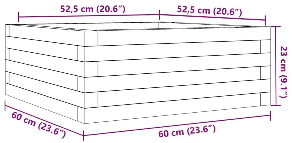 Ζαρντινιέρα Κήπου 60x60x23 εκ. από Εμποτισμένο Ξύλο Πεύκου - Καφέ