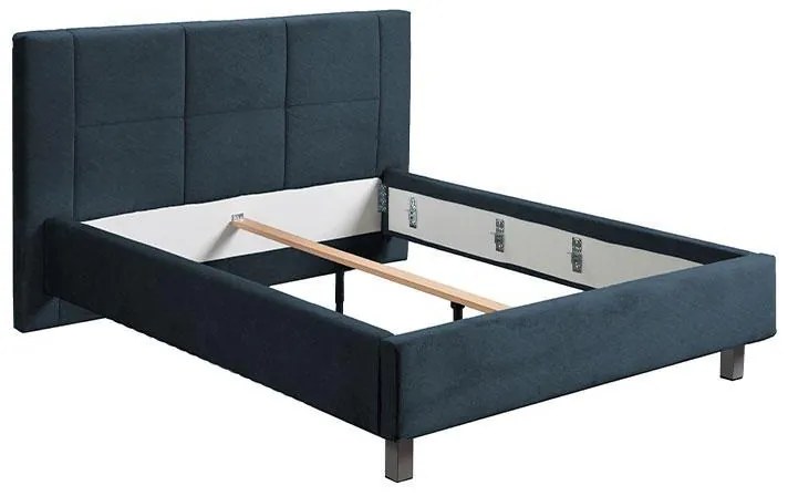 Επενδυμένο Κρεβάτι Uno Cube Navy Blue Διπλό 160x200 εκ. 194x217x115 εκ.