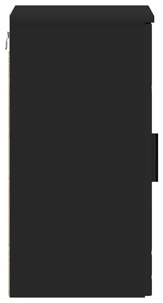 vidaXL Ντουλάπι Μπάνιου Επιτοίχιο με πόρτα Μαύρο 30 x 31,5 x 61 εκ