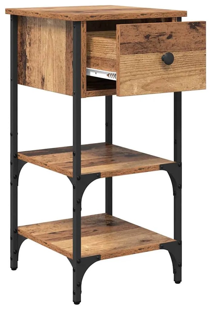 vidaXL Κομοδίνο με συρτάρι 2 pcs Παλαιό ξύλο 34 x 36 x 70 εκ