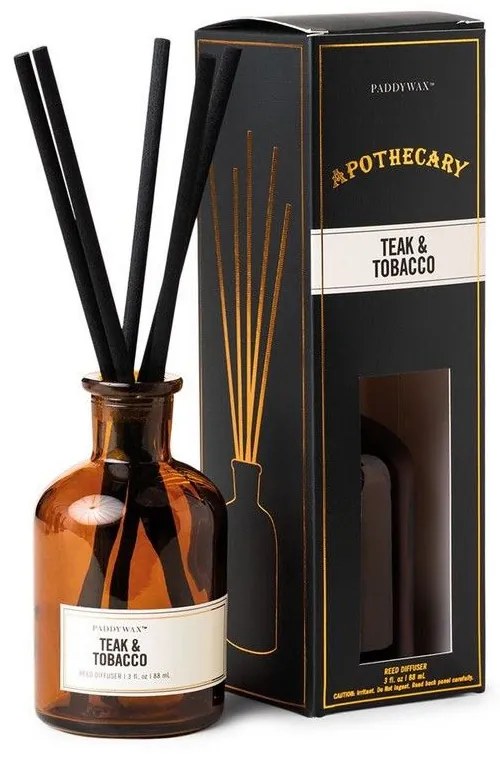Αρωματικό Χώρου Με Στικς Apothecary Diffuser Teak And Tobacco 88ml Paddywax Glass