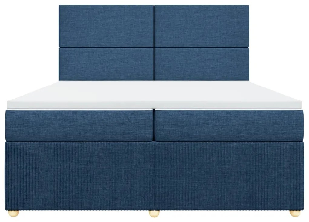 vidaXL Κρεβάτι Boxspring με Στρώμα Μπλε 200x200 εκ. Υφασμάτινο