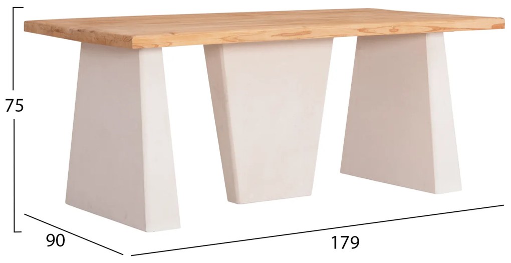 ΤΡΑΠΕΖΙ ΣΕΙΡΑ SANTORINI HM18042 ΤΟΠ ΞΥΛΟ ΕΛΑΤΟΥ-ΠΟΔΙΑ MDF ΥΠΟΛΕΥΚΑ 179x90x75Υεκ.