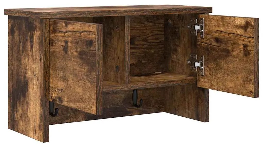 vidaXL Τοίχου Κρεμάστρα με ράφι Καπνιστό Δρύς 50 x 20 x 30 εκ.